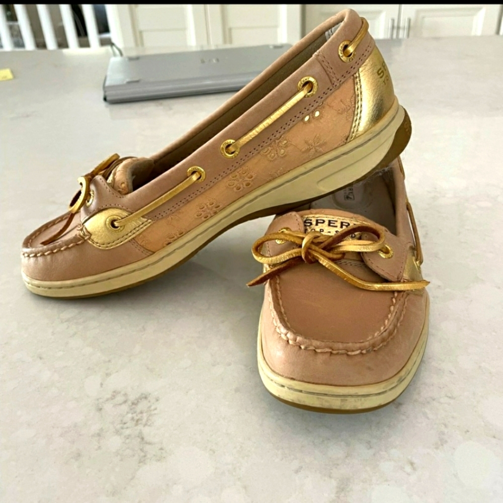 Sperry top siders Gold tan lace moccasins